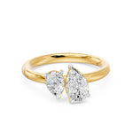 Toi Et Moi Pear Duo Two Stone Ring, lab-grown diamonds, 14K yellow gold, angle view