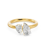 Toi Et Moi Pear Duo Two Stone Ring, lab-grown diamonds, 14K yellow gold, angle view