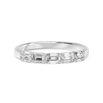Walking Emerald Cut Five Stone Ring, lab-grown diamonds, 14K white gold, 1.0ct, angle view