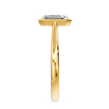 Frame Bezel Emerald Cut Solitaire Ring, lab-grown diamond, 14K yellow gold, side view