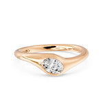 Bezel Diagonal Oval Solitaire Ring, lab-grown diamond, 14K rose gold, angle view