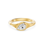 Frame Bezel Diagonal Pear Solitaire Ring, lab-grown diamond, 14K yellow gold, angle view