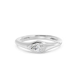 Bezel East West Pear Solitaire Ring, lab-grown diamond, 14K white gold, angle view