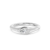 Bezel East West Pear Solitaire Ring, lab-grown diamond, 14K white gold, angle view