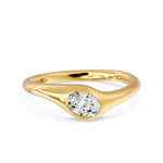 Bezel Diagonal Oval Solitaire Ring, lab-grown diamond, 14K yellow gold, angle view