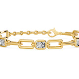 Soft Paper Clip Ashoka Cut Five Stone Bracelet, lab-grown diamonds, 14K yellow gold, detail view