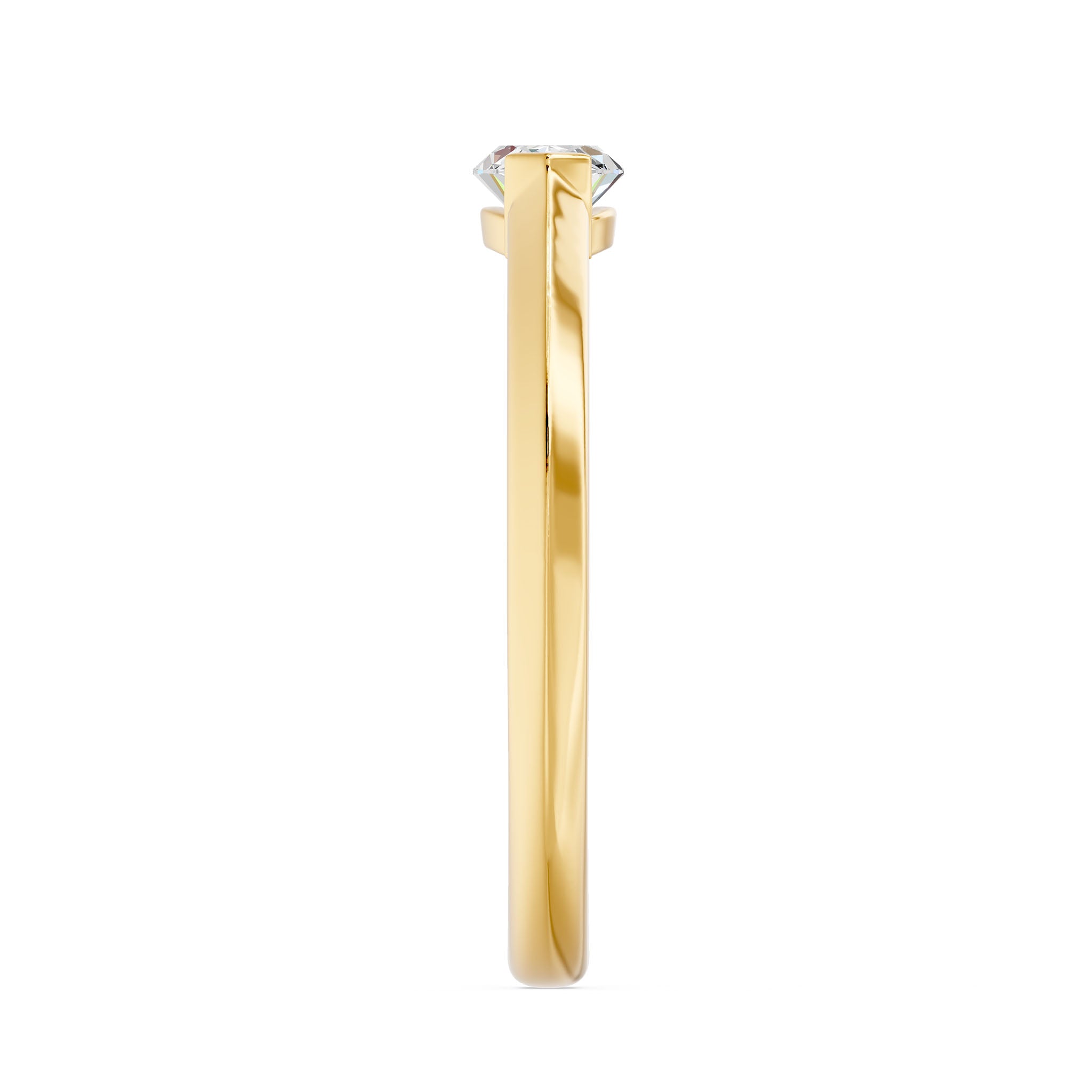 Edgy Marquise Solitaire Ring, lab-grown diamond, 14K yellow gold, side view
