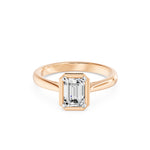 Frame Bezel Emerald Cut Solitaire Ring, lab-grown diamond, 14K rose gold, angle view