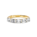 Walking Emerald Cut Five Stone Ring, lab-grown diamonds, 14K yellow gold, 2.2ct, angle view