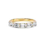 Walking Emerald Cut Five Stone Ring, lab-grown diamonds, 14K yellow gold, 2.2ct, angle view