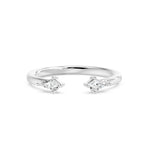 Toi Et Moi Kite Open Cuff Ring, lab-grown diamonds, 14K white gold, angle view