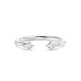 Toi Et Moi Kite Open Cuff Ring, lab-grown diamonds, 14K white gold, angle view