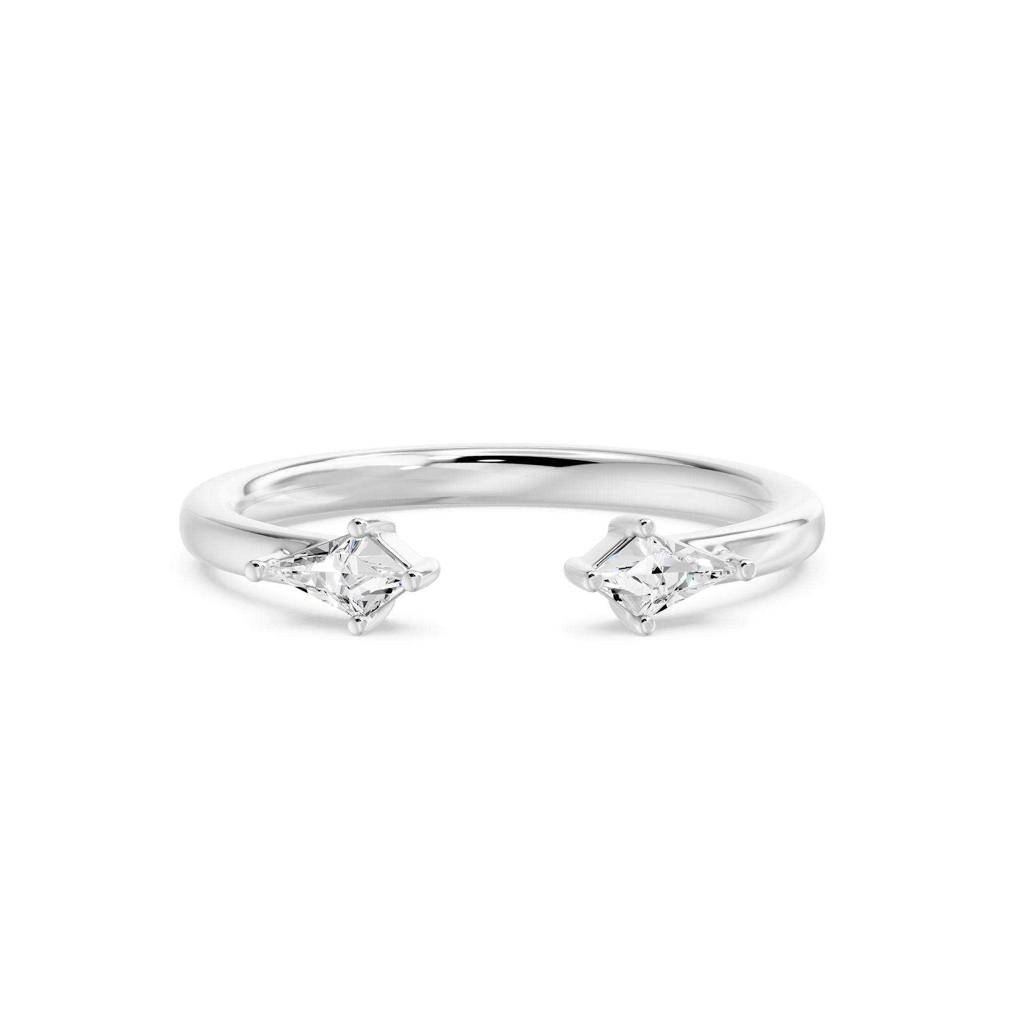 Toi Et Moi Kite Open Cuff Ring, lab-grown diamonds, 14K white gold, angle view