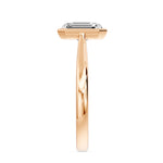 Frame Bezel Emerald Cut Solitaire Ring, lab-grown diamond, 14K rose gold, side view