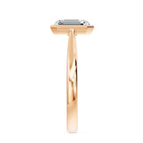 Frame Bezel Emerald Cut Solitaire Ring, lab-grown diamond, 14K rose gold, side view