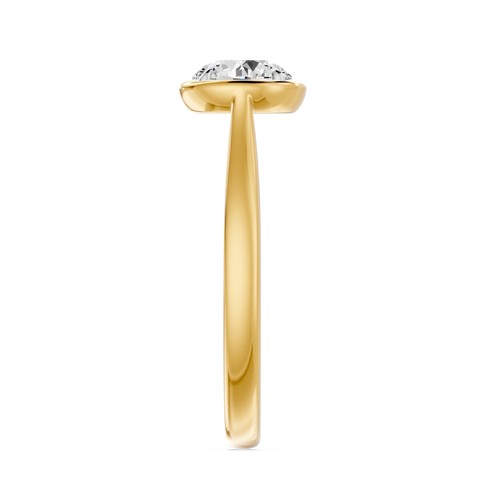 Frame Bezel Round Solitaire Ring, lab-grown diamond, 14K yellow gold, side view