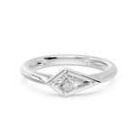 Frame Bezel East West Kite Cut Solitaire Ring, lab-grown diamond, 14K white gold, angle view