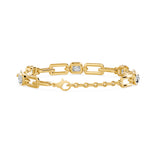 Soft Paper Clip Ashoka Cut Five Stone Bracelet, lab-grown diamonds, 14K yellow gold, back view