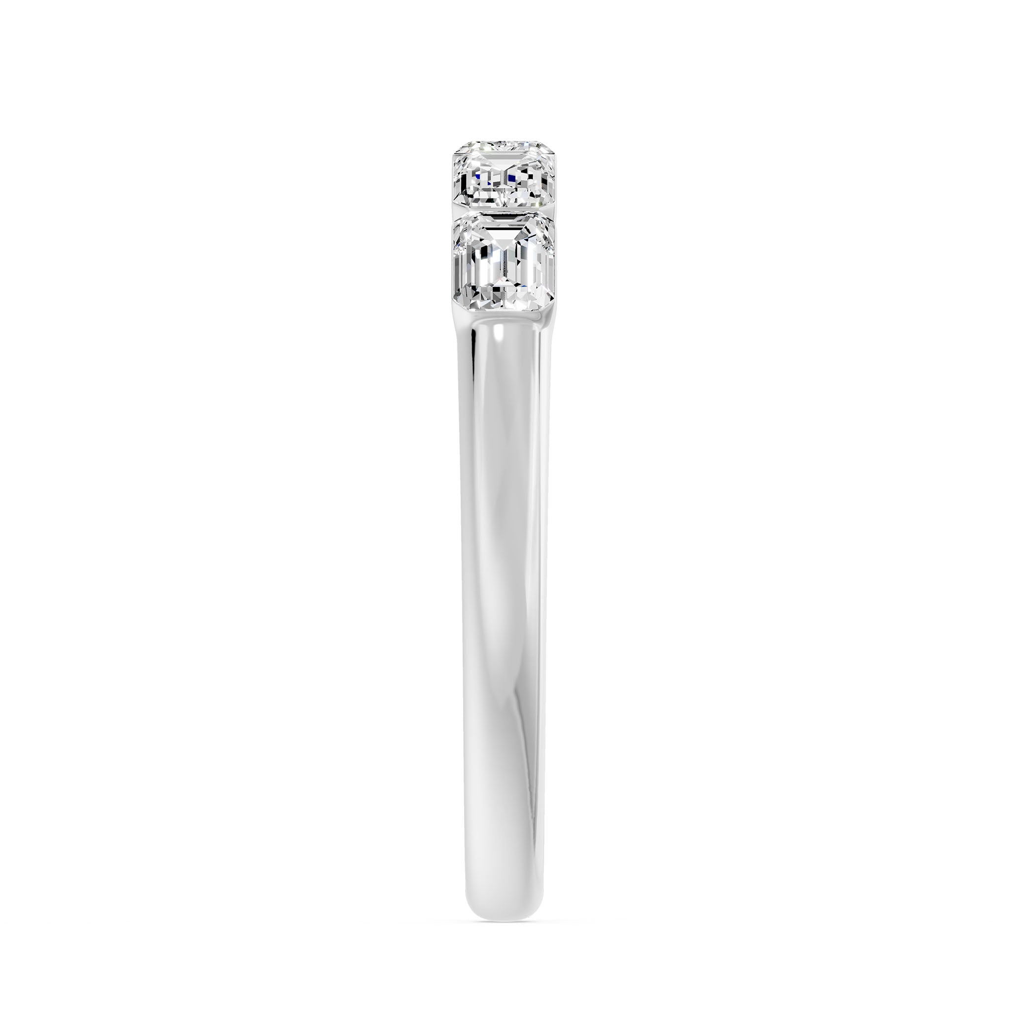 Walking Emerald Cut Five Stone Ring, lab-grown diamonds, 14K white gold, 1.0ct, side view