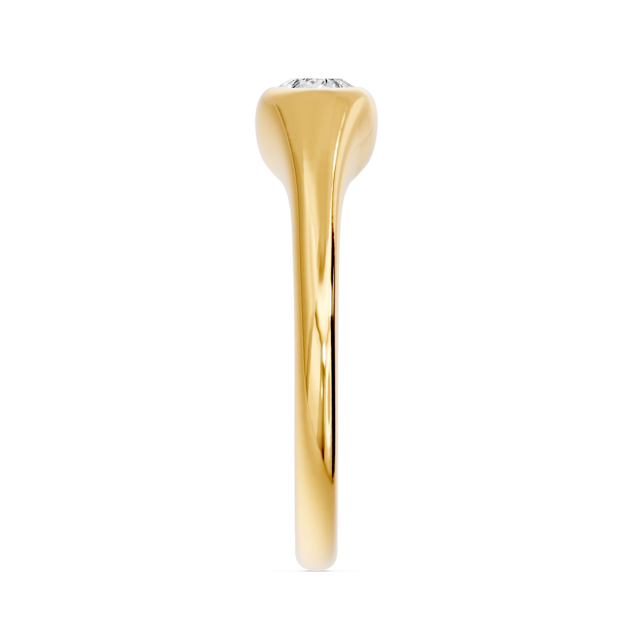 Bezel East West Pear Solitaire Ring, lab-grown diamond, 14K yellow gold, side view
