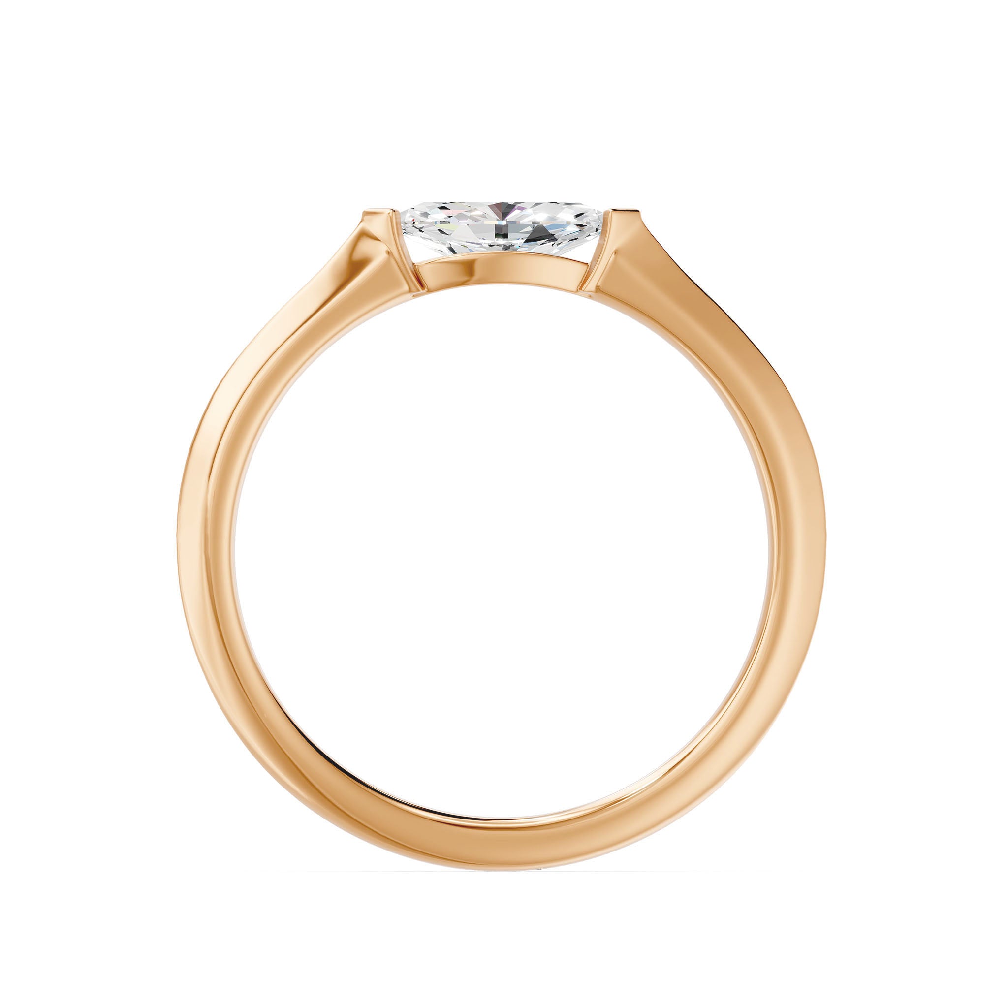 Edgy Marquise Solitaire Ring, lab-grown diamond, 14K rose gold, front view