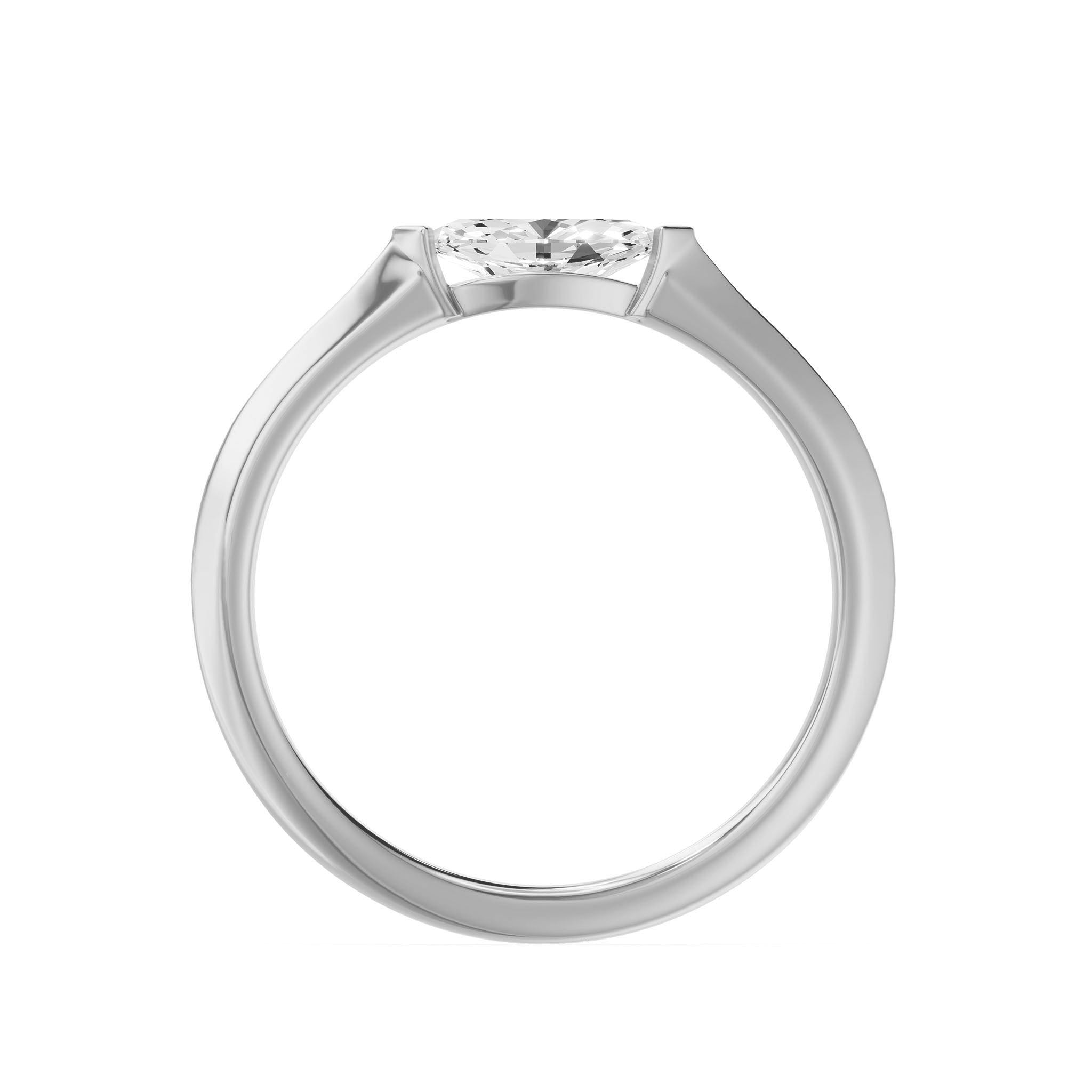Edgy Marquise Solitaire Ring, lab-grown diamond, 14K white gold, front view