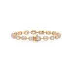 Frame Bezel Bar Emerald Cut Diamond Link Bracelet, lab-grown diamonds, 14K rose gold, back view