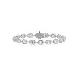 Frame Bezel Bar Emerald Cut Diamond Link Bracelet, lab-grown diamonds, 14K white gold, front view