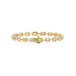 Frame Bezel Bar Emerald Cut Diamond Link Bracelet, lab-grown diamonds, 14K yellow gold, back view