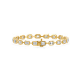 Frame Bezel Bar Emerald Cut Diamond Link Bracelet, lab-grown diamonds, 14K yellow gold, back view