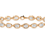 Frame Bezel Bar Oval Diamond Link Bracelet, lab-grown diamonds, 14K rose gold, detail view