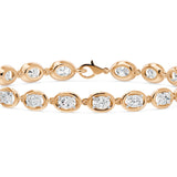 Frame Bezel Bar Oval Diamond Link Bracelet, lab-grown diamonds, 14K rose gold, detail view