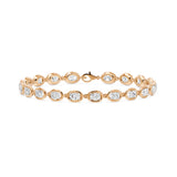 Frame Bezel Bar Oval Diamond Link Bracelet, lab-grown diamonds, 14K rose gold, front view