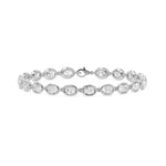 Frame Bezel Bar Oval Diamond Link Bracelet, lab-grown diamonds, 14K white gold, front view