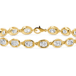 Frame Bezel Bar Oval Diamond Link Bracelet, lab-grown diamonds, 14K yellow gold, detail view