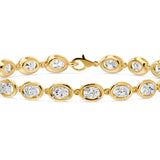 Frame Bezel Bar Oval Diamond Link Bracelet, lab-grown diamonds, 14K yellow gold, detail view
