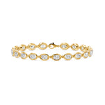 Frame Bezel Bar Oval Diamond Link Bracelet, lab-grown diamonds, 14K yellow gold, front view