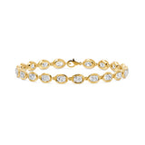 Frame Bezel Bar Oval Diamond Link Bracelet, lab-grown diamonds, 14K yellow gold, front view