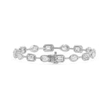 Frame Bezel Bar Pear & Emerald Cut Diamond Link Bracelet, lab-grown diamonds, 14K white gold, back view