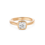 Frame Bezel Cushion Cut Solitaire Ring, lab-grown diamond, 14K rose gold, angle view