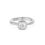 Frame Bezel Cushion Cut Solitaire Ring, lab-grown diamond, 14K white gold, angle view