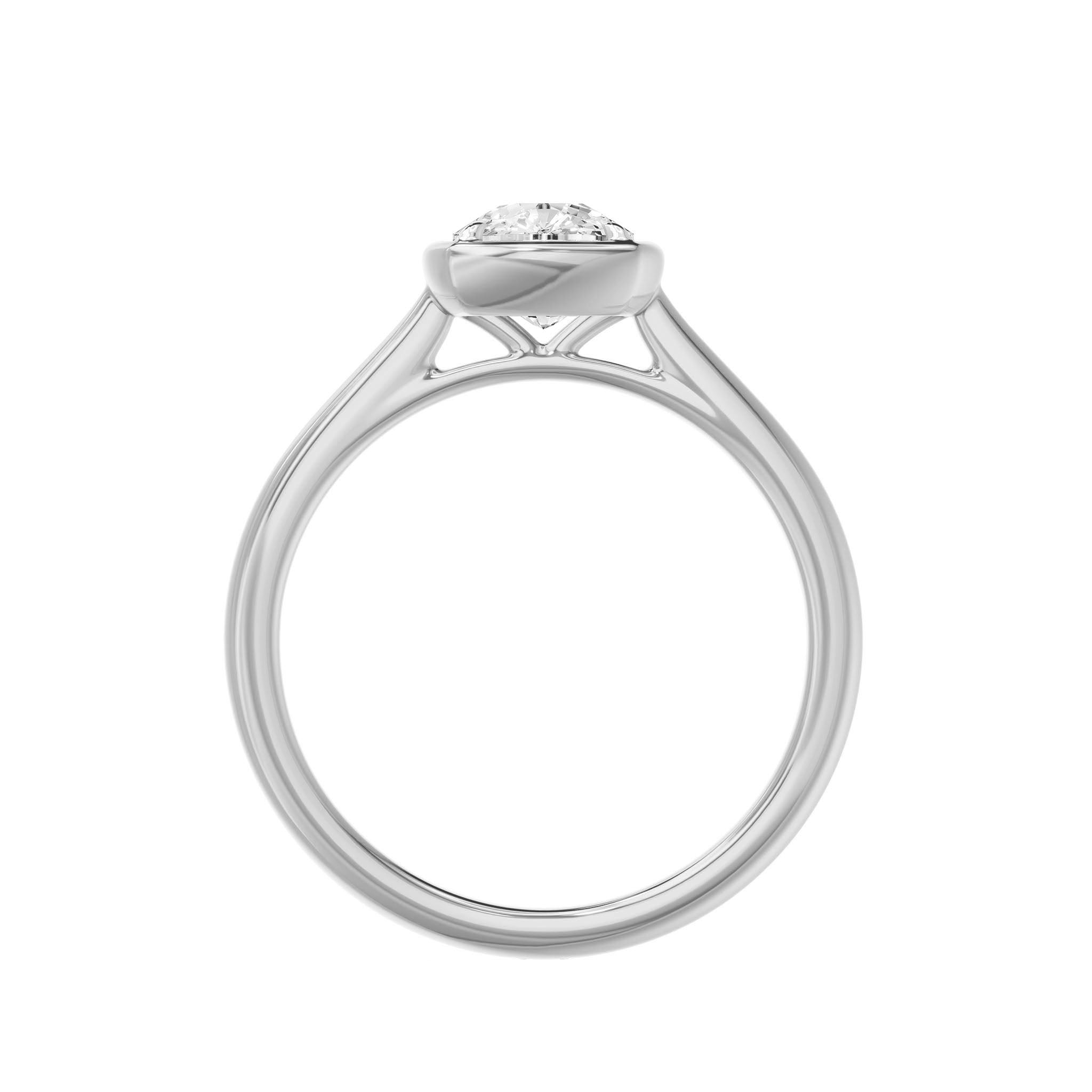Frame Bezel Cushion Cut Solitaire Ring, lab-grown diamond, 14K white gold, front view