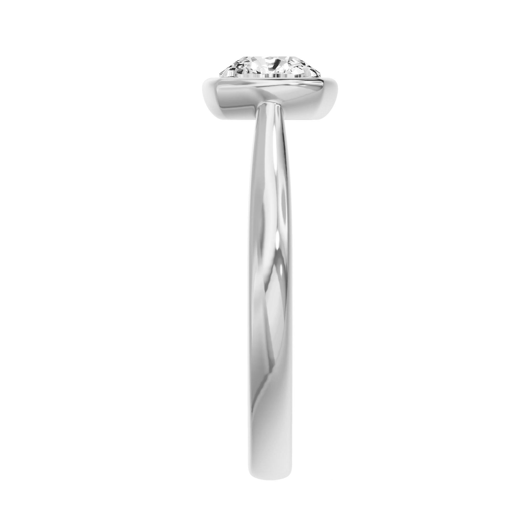 Frame Bezel Cushion Cut Solitaire Ring, lab-grown diamond, 14K white gold, side view
