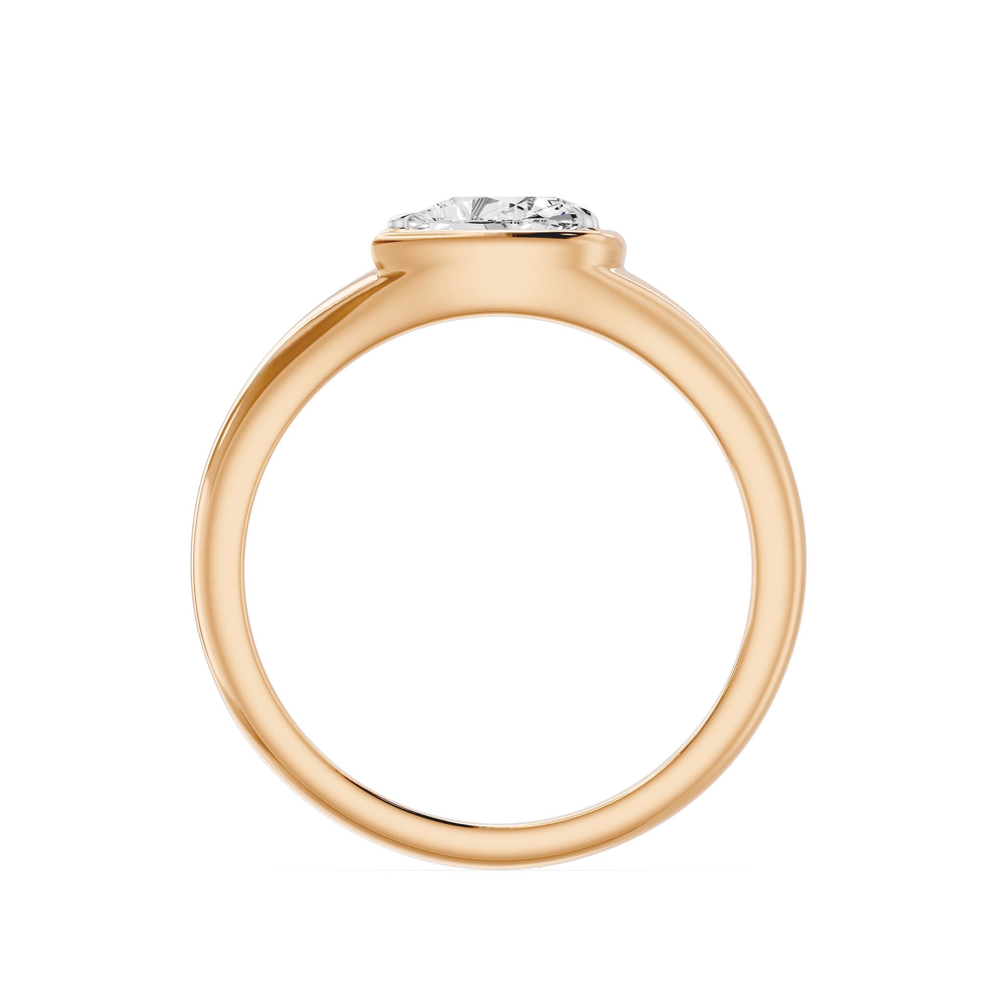 Frame Bezel Diagonal Pear Solitaire Ring, lab-grown diamond, 14K rose gold, front view