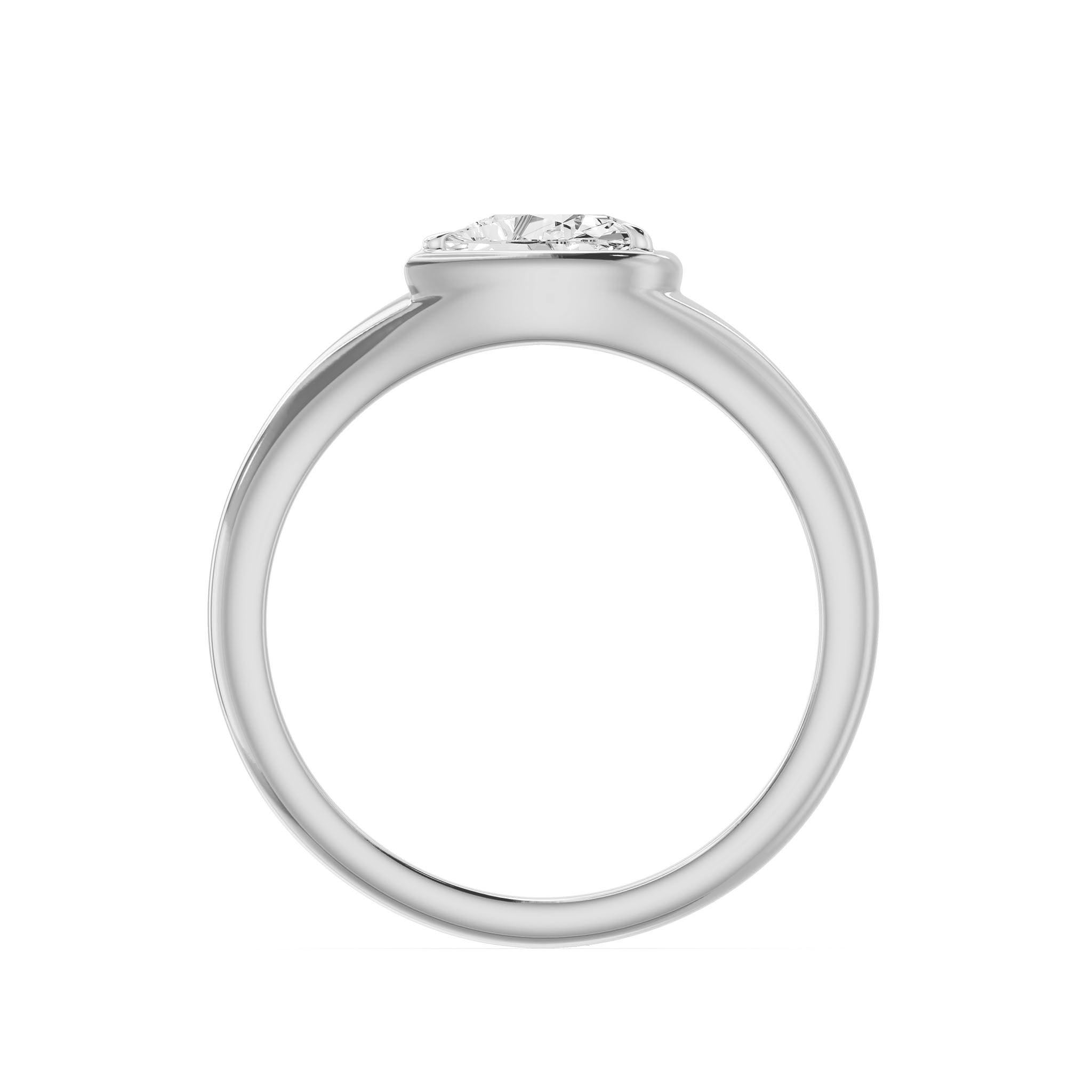 Frame Bezel Diagonal Pear Solitaire Ring, lab-grown diamond, 14K white gold, front view