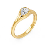 Frame Bezel Diagonal Pear Solitaire Ring, lab-grown diamond, 14K yellow gold, front view