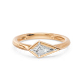 Frame Bezel East West Kite Cut Solitaire Ring, lab-grown diamond, 14K rose gold, angle view