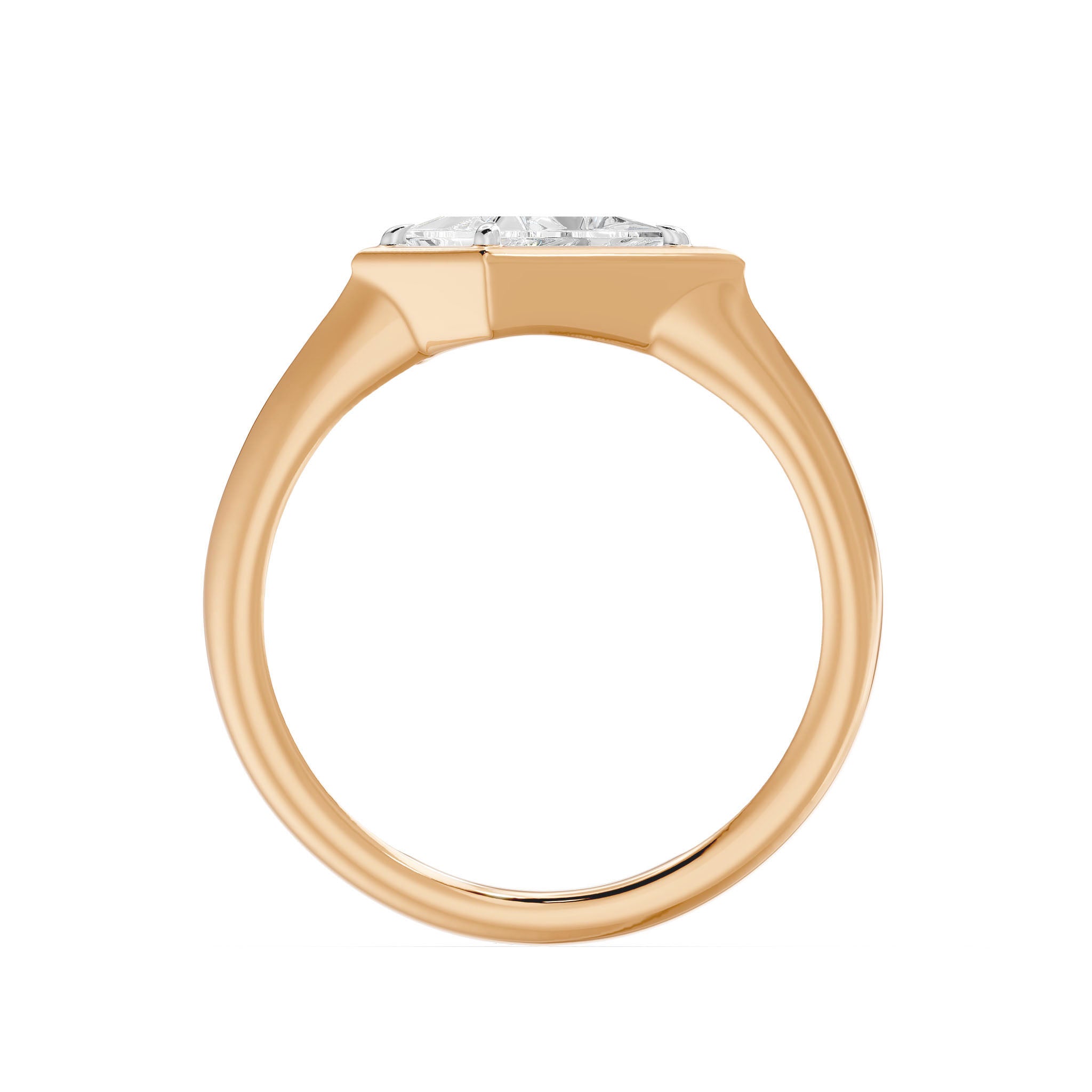 Frame Bezel East West Kite Cut Solitaire Ring, lab-grown diamond, 14K rose gold, front view