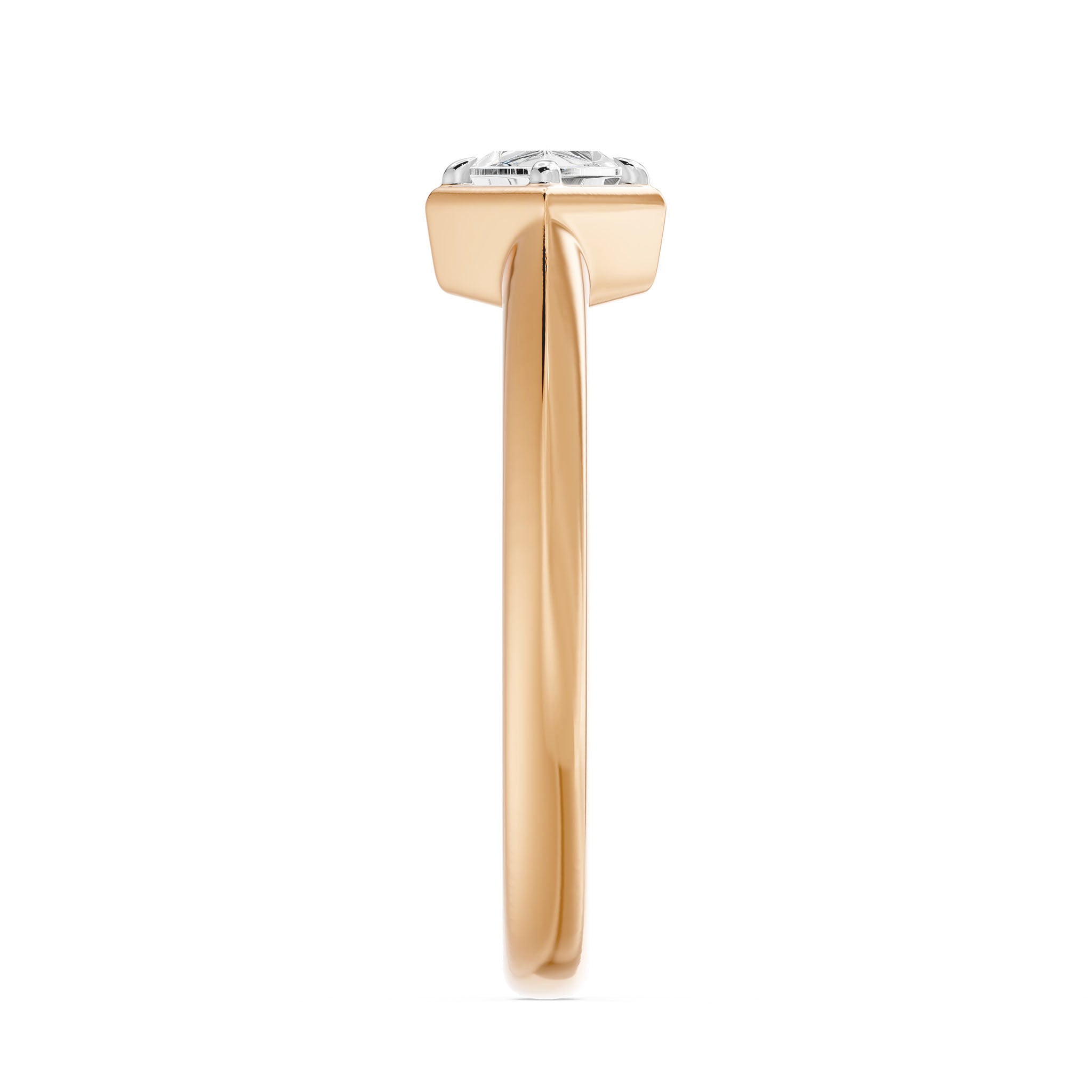 Frame Bezel East West Kite Cut Solitaire Ring, lab-grown diamond, 14K rose gold, side view