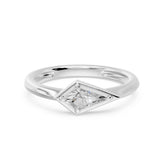 Frame Bezel East West Kite Cut Solitaire Ring, lab-grown diamond, 14K white gold, angle view